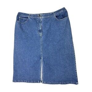 Villager Sport Size 16 Womens Skirt Denim Jeans Knee Length Stretch Zip Front